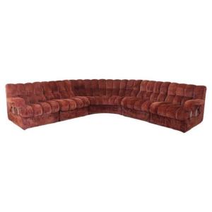 Velvet Modular Curved Sofa, 1970s