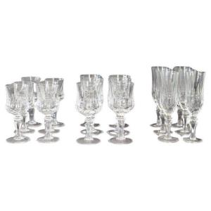 Verres En Cristal, 1970, Set De 18