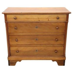 Antique Chest Of Drawers In Poplar Wood, Late 19th Century