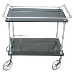 Chromed Metal And Glass Drinks Trolley, 1980s