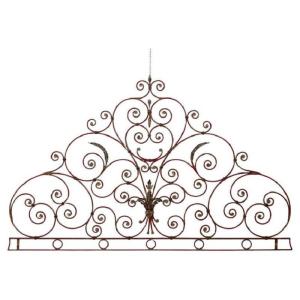 Red Iron Double Bed Headboard, Early 20th Century