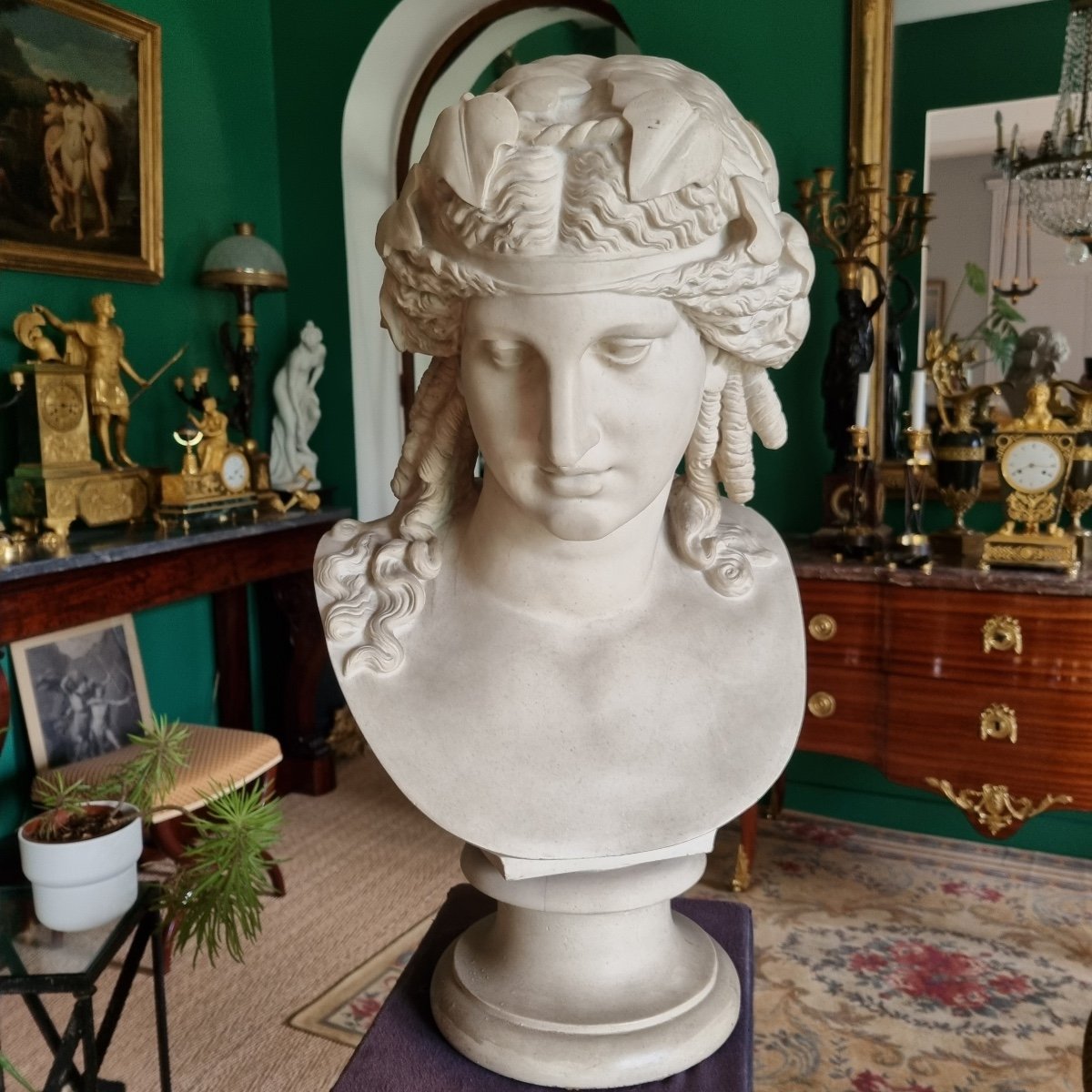 Grand Buste En Marbre D’Ariadne, XIXe Siècle.-photo-4