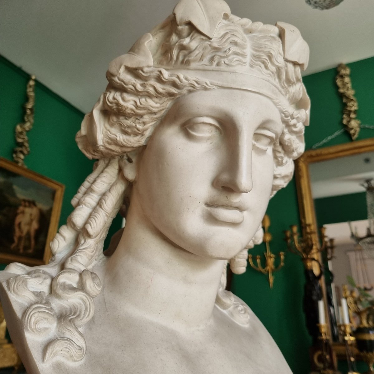 Grand Buste En Marbre D’Ariadne, XIXe Siècle.-photo-3