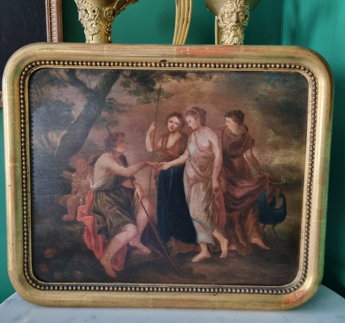 Late 18th Century, The Judgment Of Paris, Oil On Panel.-photo-2