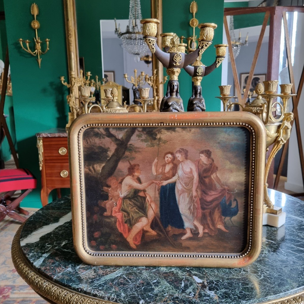 Late 18th Century, The Judgment Of Paris, Oil On Panel.-photo-6