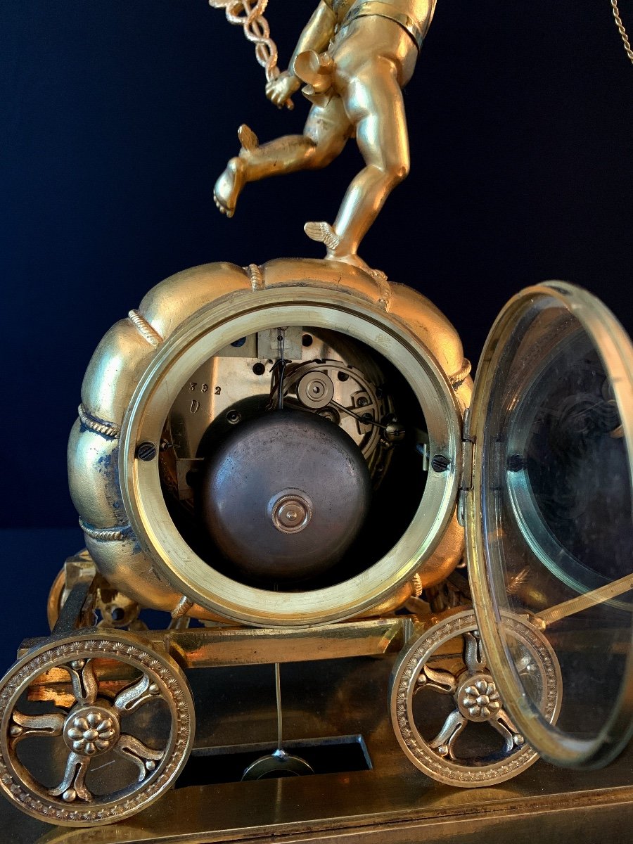 Claude Galle: Rare Mercury Chariot Clock, Empire Period.-photo-5