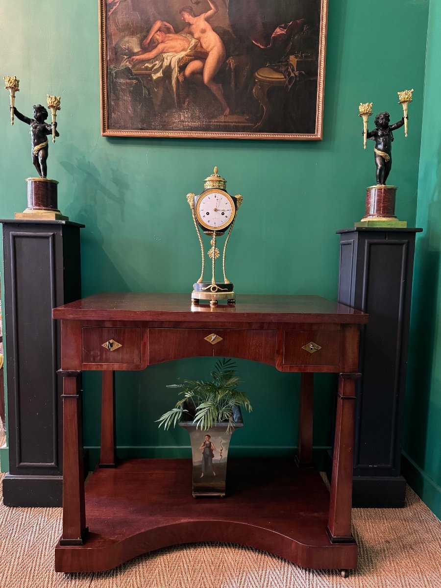 Directory-consulate Period: Beautiful Clock With Faun Heads.-photo-8