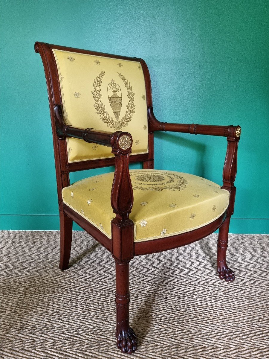 Jacob Frères, Rare Fauteuil De Cabinet Estampillé, d'époque Consulat. -photo-2