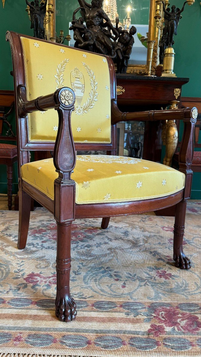 Jacob Frères, Rare Fauteuil De Cabinet Estampillé, d'époque Consulat. 