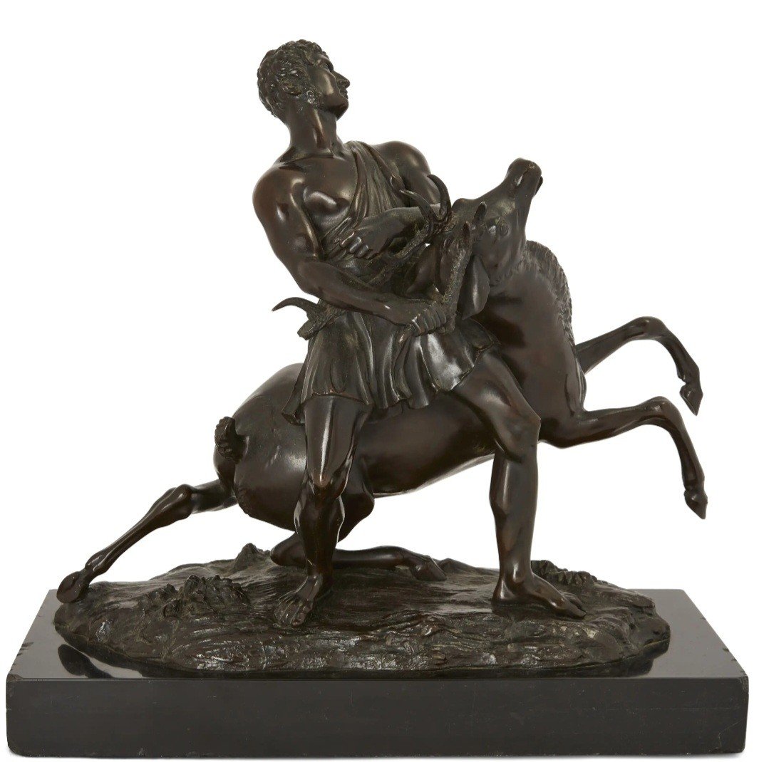 Hercule et La Biche de Cérynie, Rare Bronze Du XIXème Siècle. 