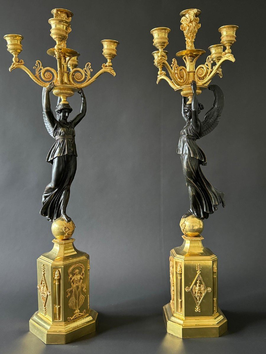 Pp Thomire, Large Pair Of Candelabra From The Empire Period. -photo-3