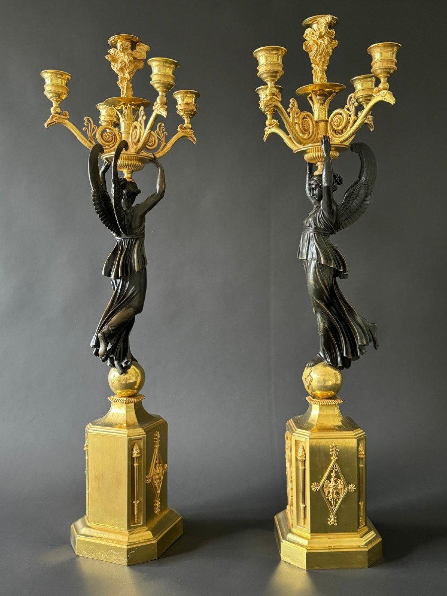 Pp Thomire, Large Pair Of Candelabra From The Empire Period. -photo-1