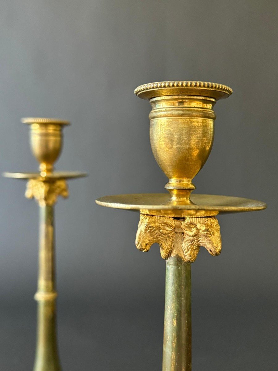 Claude Galle : Rare Paire De Flambeaux d'époque Empire-Consulat.-photo-2