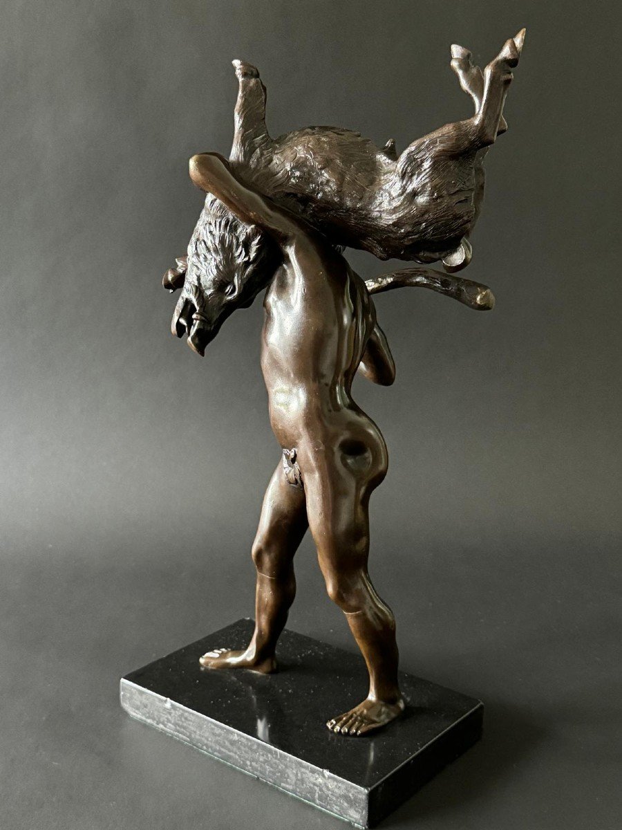 Bronze Hercules And The Erymanthian Boar, Giambologna, Early 19th Century. -photo-1