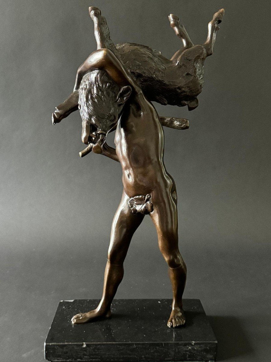 Bronze Hercules And The Erymanthian Boar, Giambologna, Early 19th Century. -photo-2