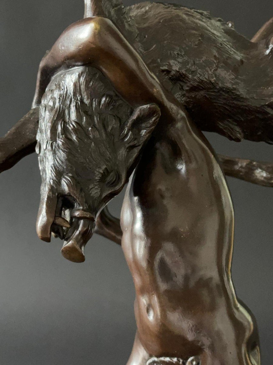 Bronze Hercules And The Erymanthian Boar, Giambologna, Early 19th Century. -photo-6