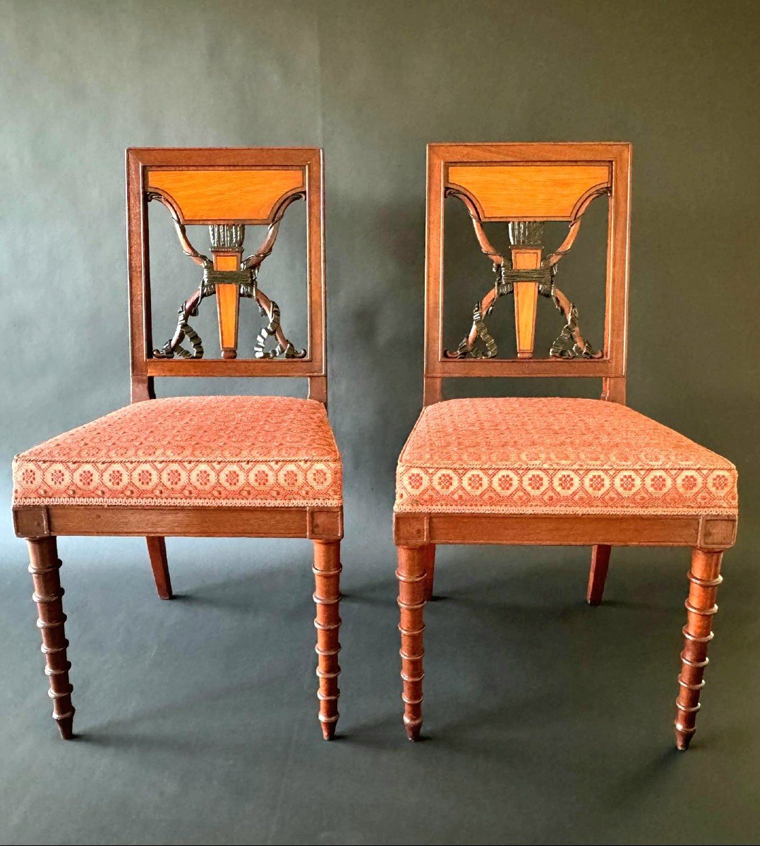 Jacob Frères, Exceptional Pair Of Stamped Chairs From The Consulate-empire Period. -photo-3