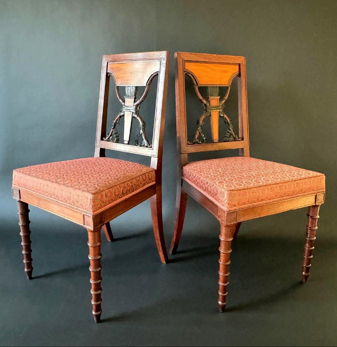 Jacob Frères, Exceptional Pair Of Stamped Chairs From The Consulate-empire Period. -photo-4