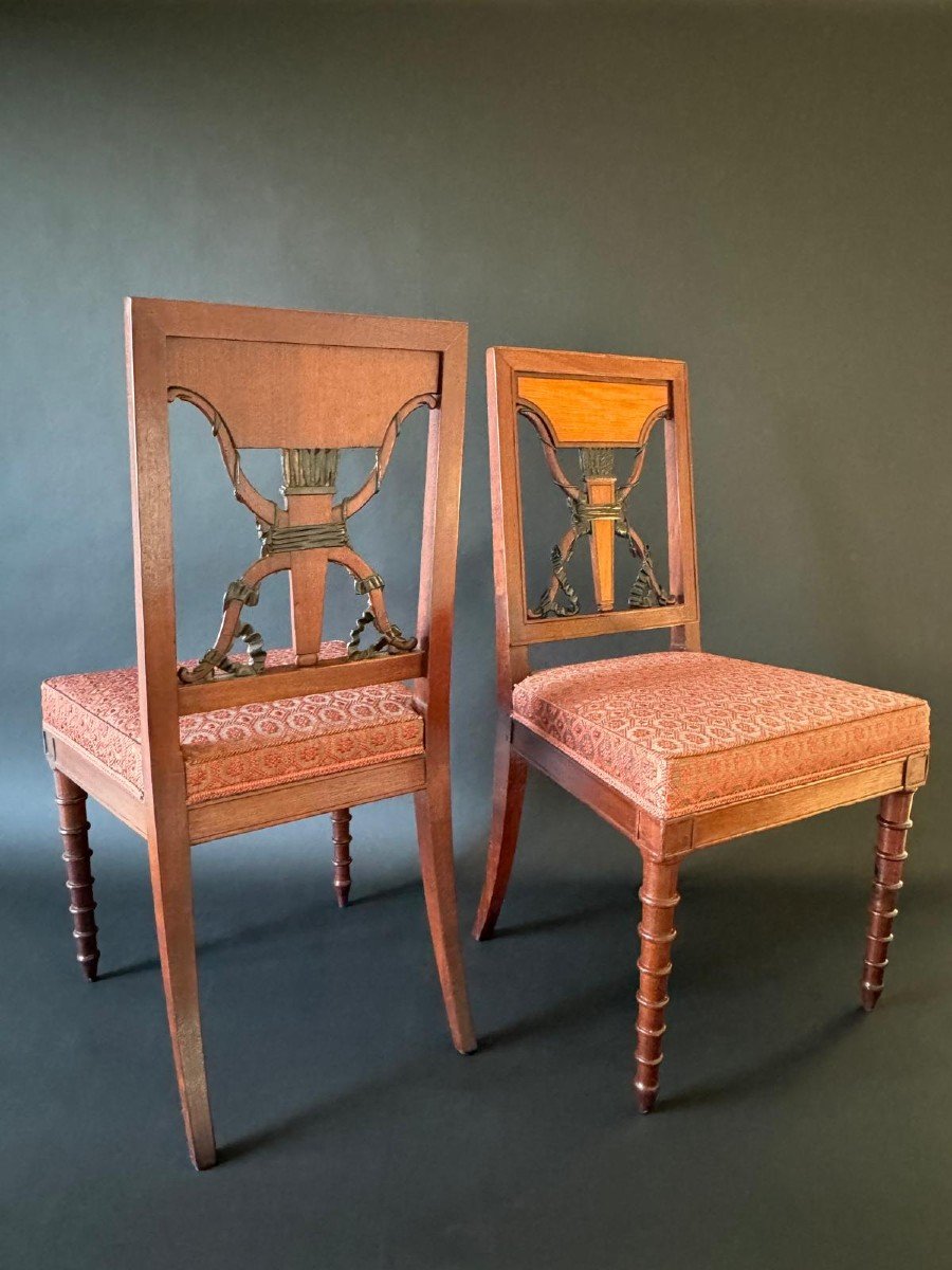 Jacob Frères, Exceptional Pair Of Stamped Chairs From The Consulate-empire Period. -photo-1