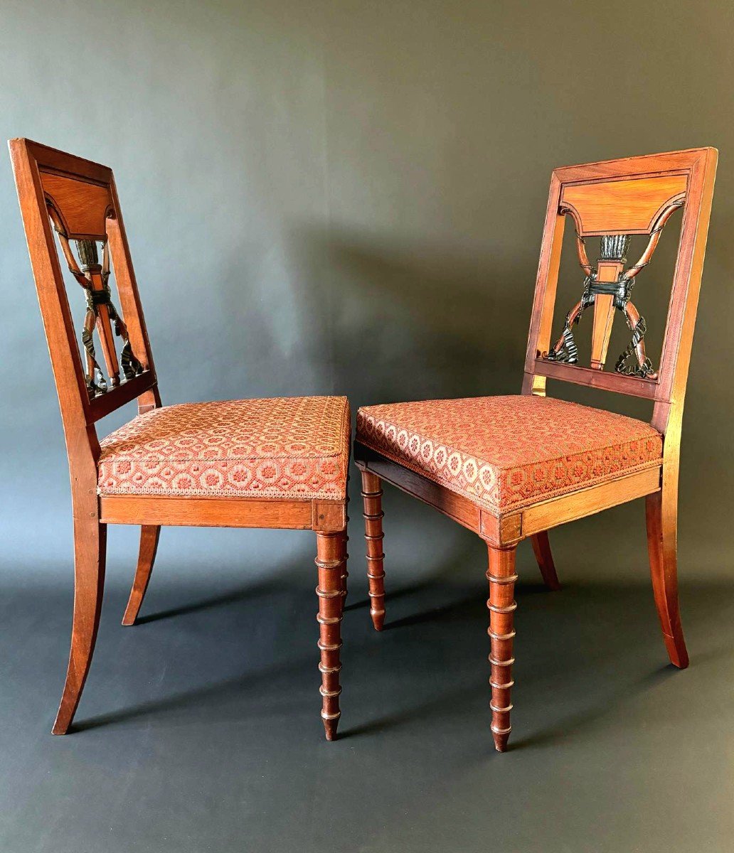 Jacob Frères, Exceptional Pair Of Stamped Chairs From The Consulate-empire Period. -photo-2