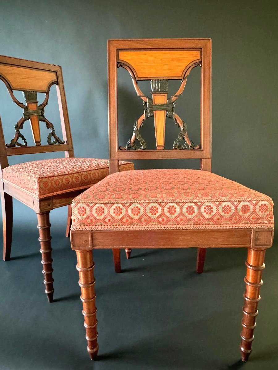 Jacob Frères, Exceptional Pair Of Stamped Chairs From The Consulate-empire Period. -photo-3