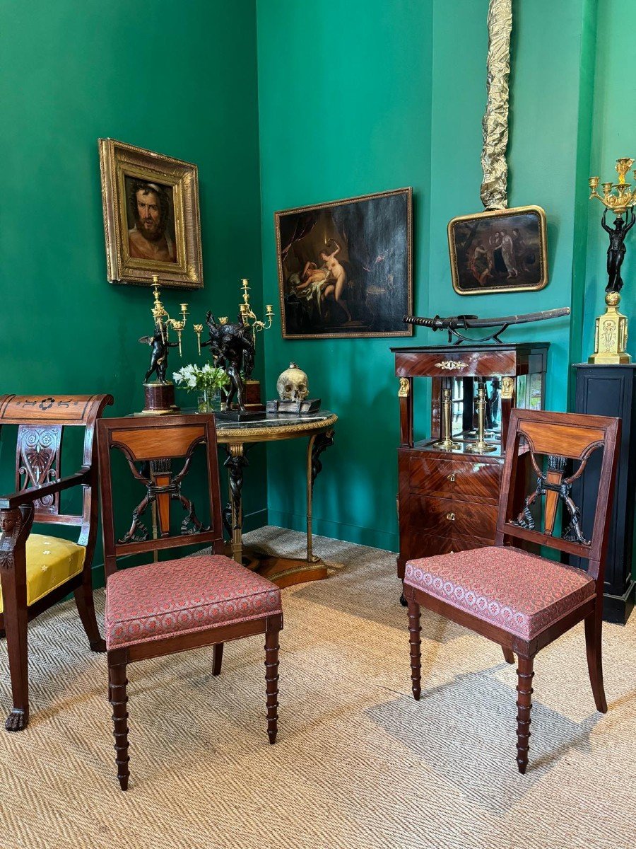 Jacob Frères, Exceptional Pair Of Stamped Chairs From The Consulate-empire Period. -photo-7