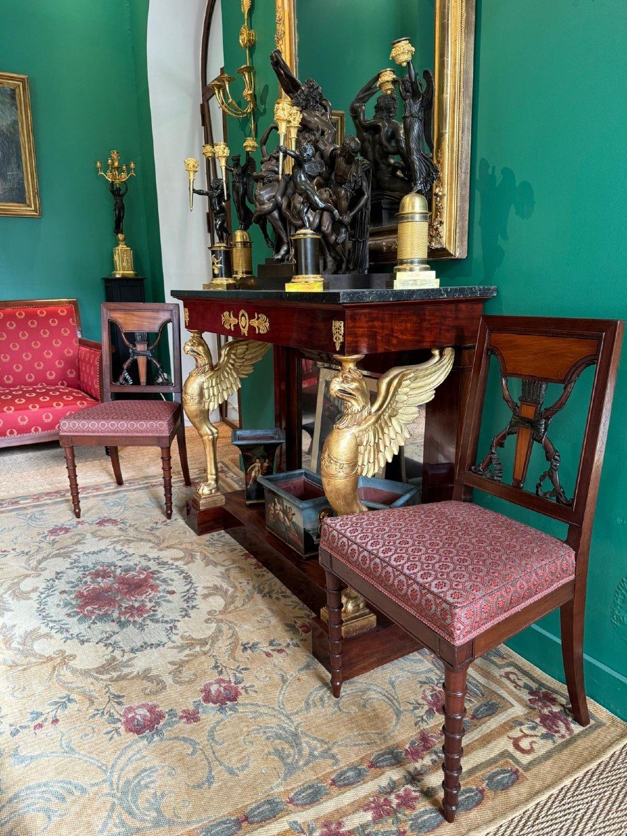 Jacob Frères, Exceptional Pair Of Stamped Chairs From The Consulate-empire Period. -photo-8