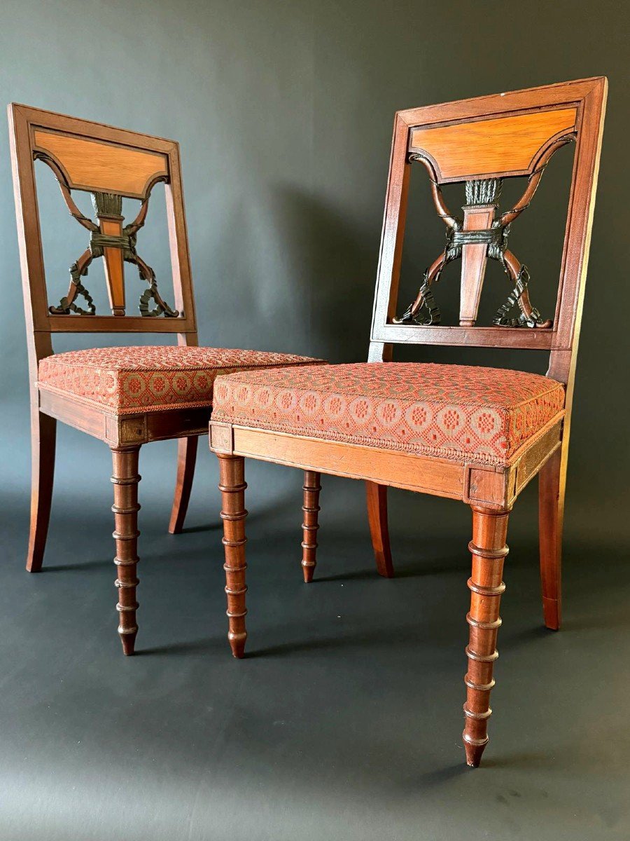 Jacob Frères, Exceptional Pair Of Stamped Chairs From The Consulate-empire Period. 