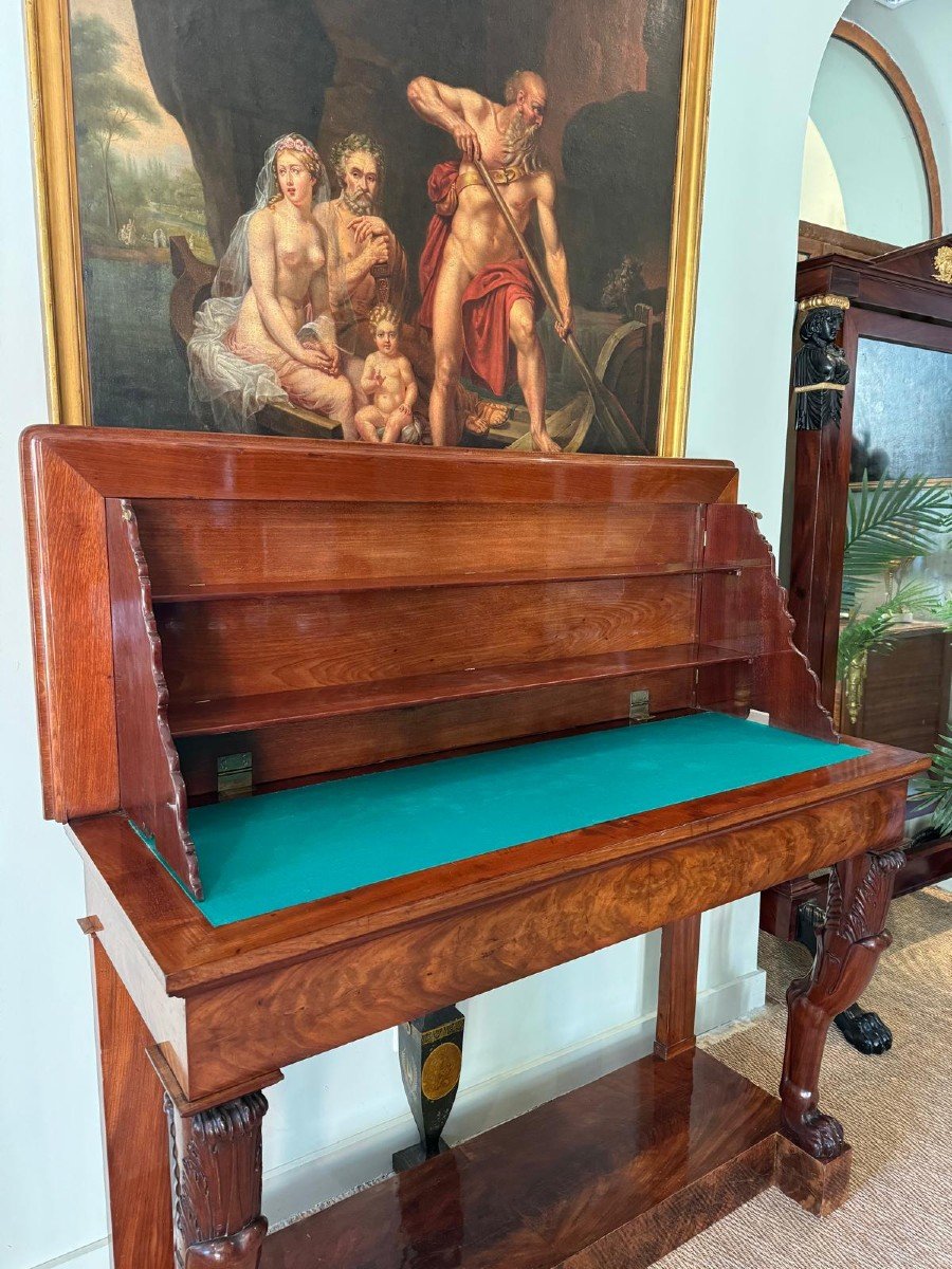 Rare Console Serving-display Stand In Mahogany, Empire Period.-photo-1