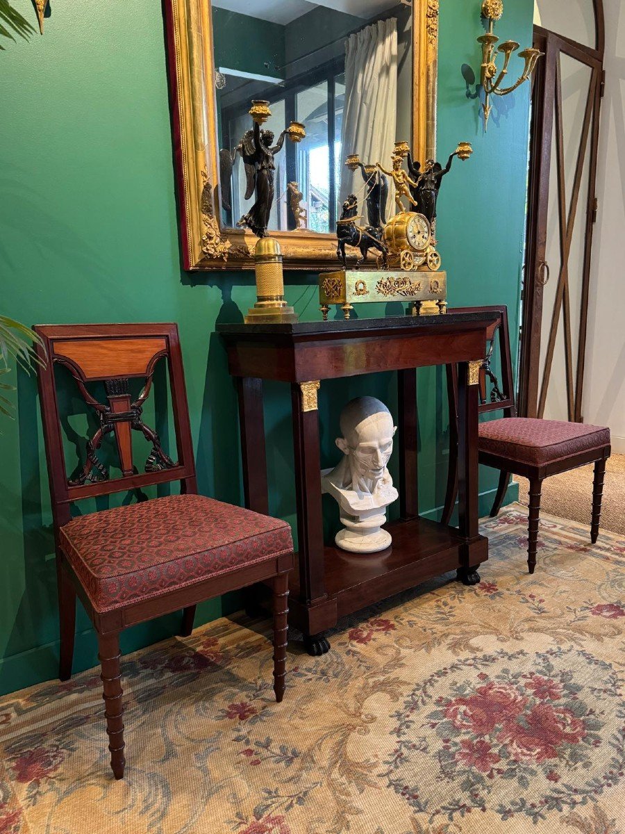 Neoclassical Console In Mahogany From The Consulate Period, 1799-1804.-photo-5