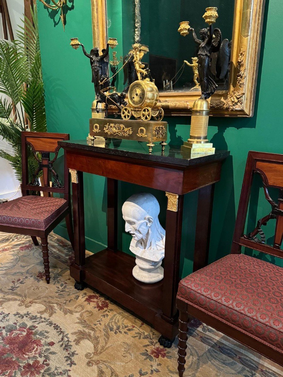 Neoclassical Console In Mahogany From The Consulate Period, 1799-1804.-photo-6