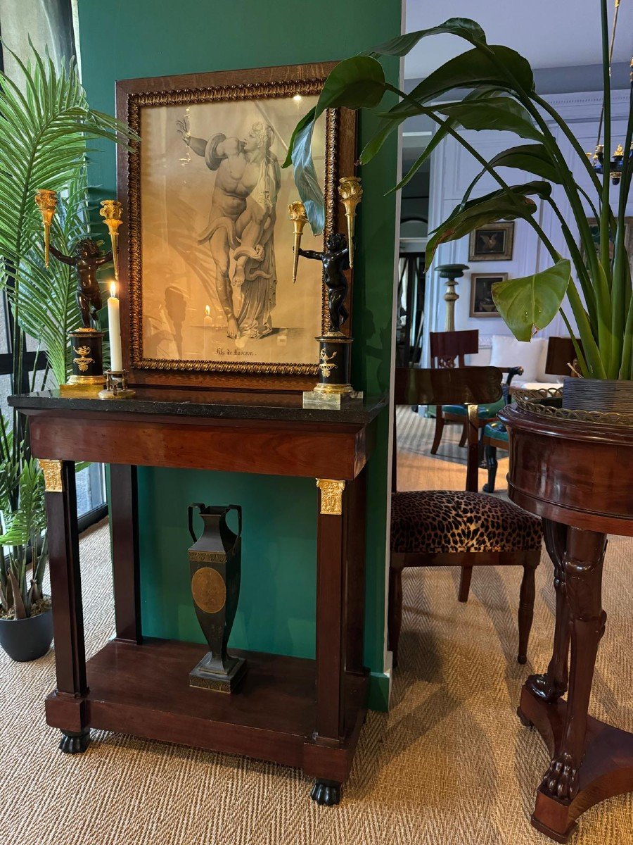 Neoclassical Console In Mahogany From The Consulate Period, 1799-1804.-photo-7