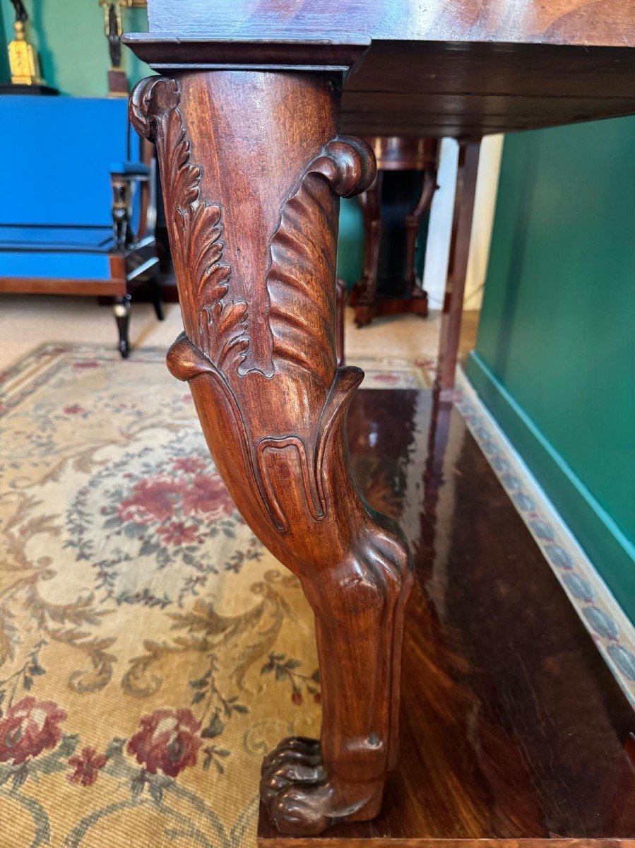 Rare Antique Console Table In Solid Mahogany, Empire-consulate Period. -photo-2