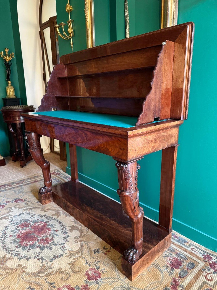 Rare Antique Console Table In Solid Mahogany, Empire-consulate Period. -photo-4