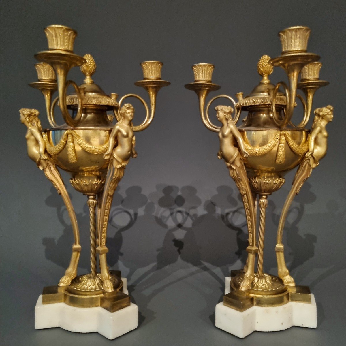 Rare Pair Of Athenian Candelabra, Late 18th Century. -photo-2