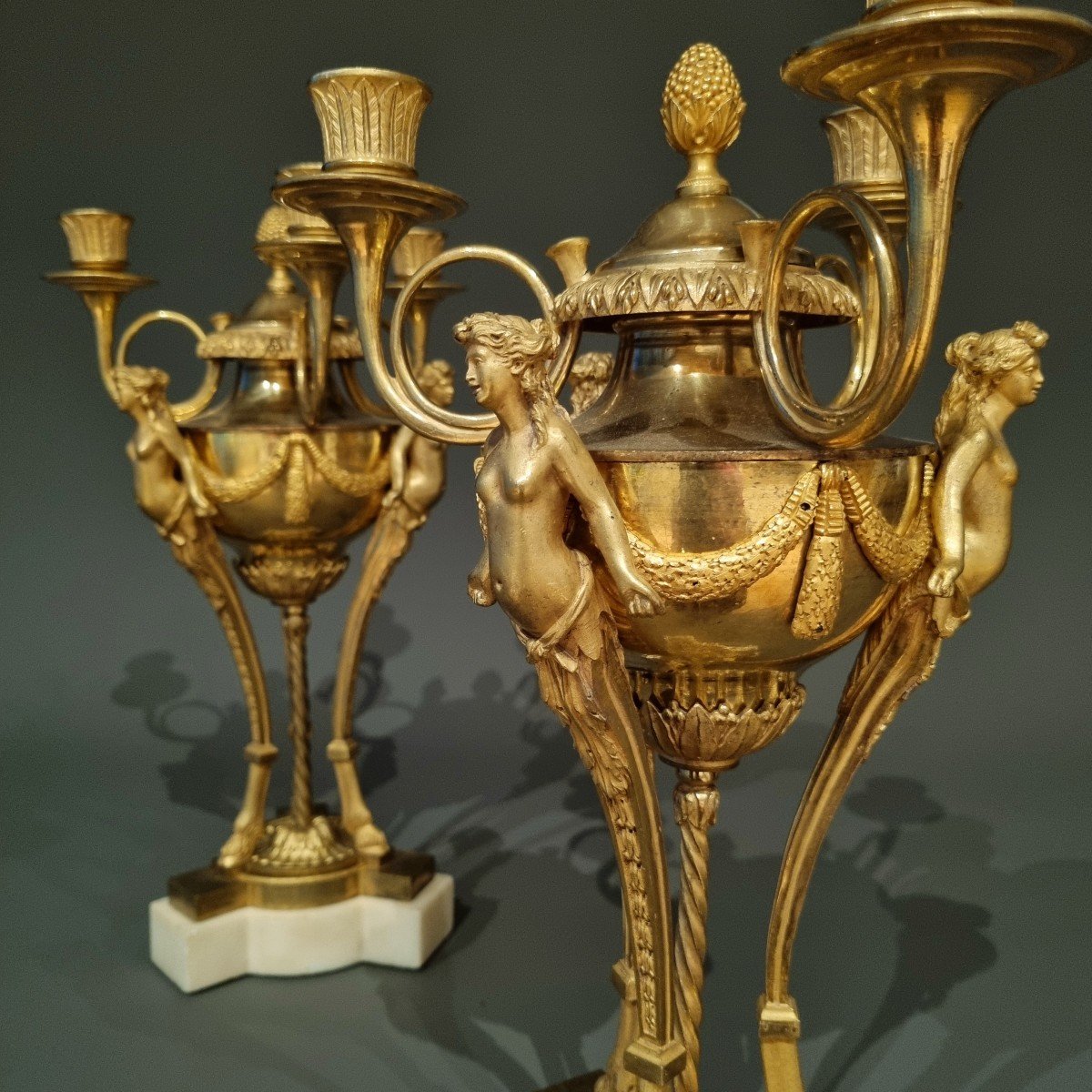 Rare Pair Of Athenian Candelabra, Late 18th Century. -photo-3