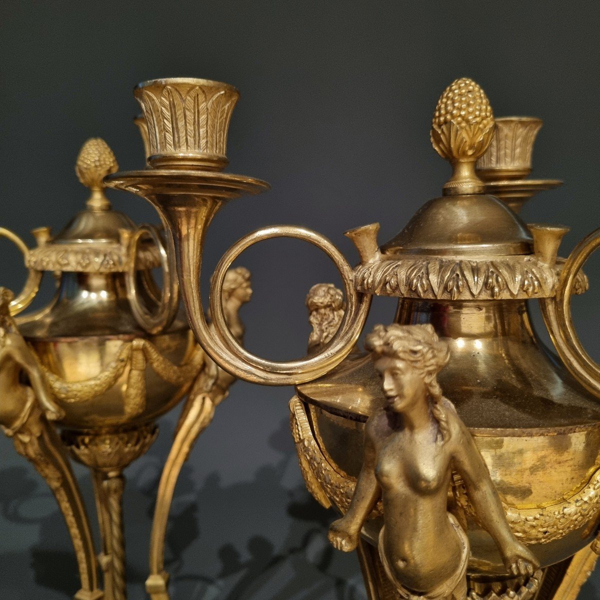 Rare Pair Of Athenian Candelabra, Late 18th Century. -photo-2