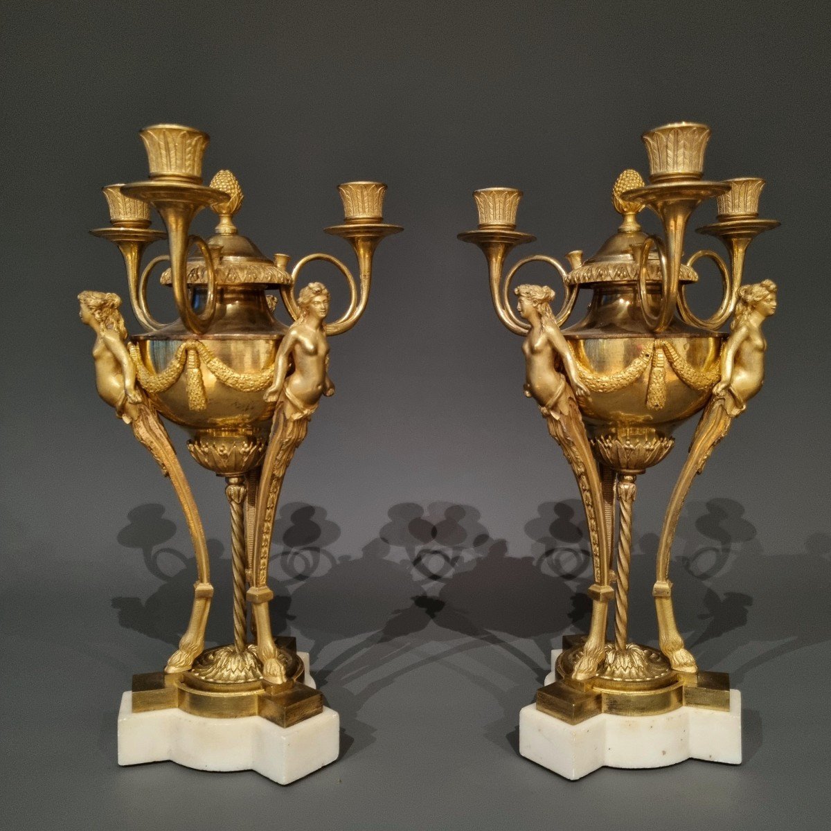 Rare Pair Of Athenian Candelabra, Late 18th Century. -photo-7