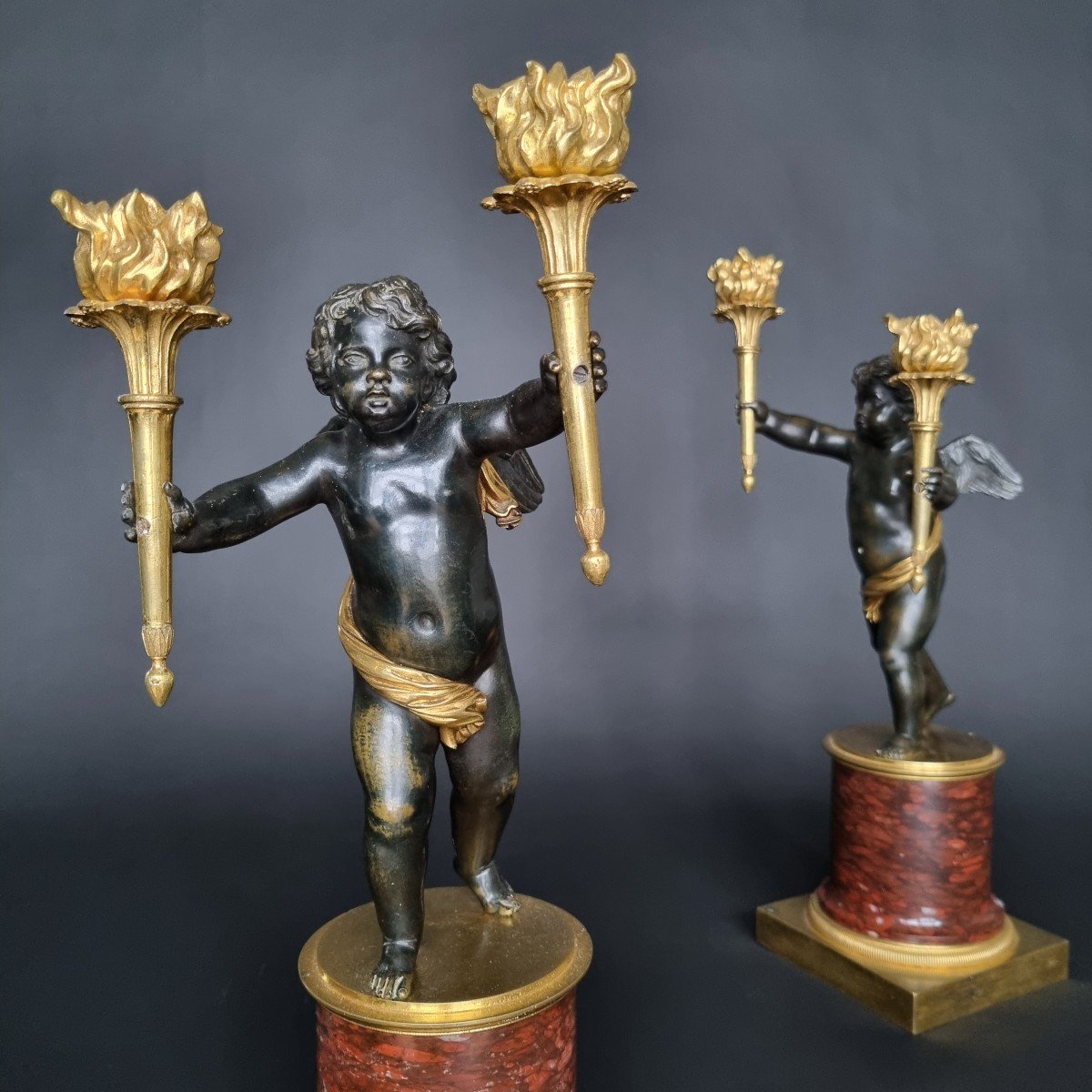 Paire De Candélabres D’époque Empire, Attribués à André-Antoine Ravrio. -photo-2