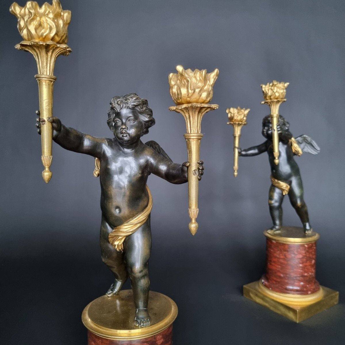 Paire De Candélabres D’époque Empire, Attribués à André-Antoine Ravrio. -photo-7