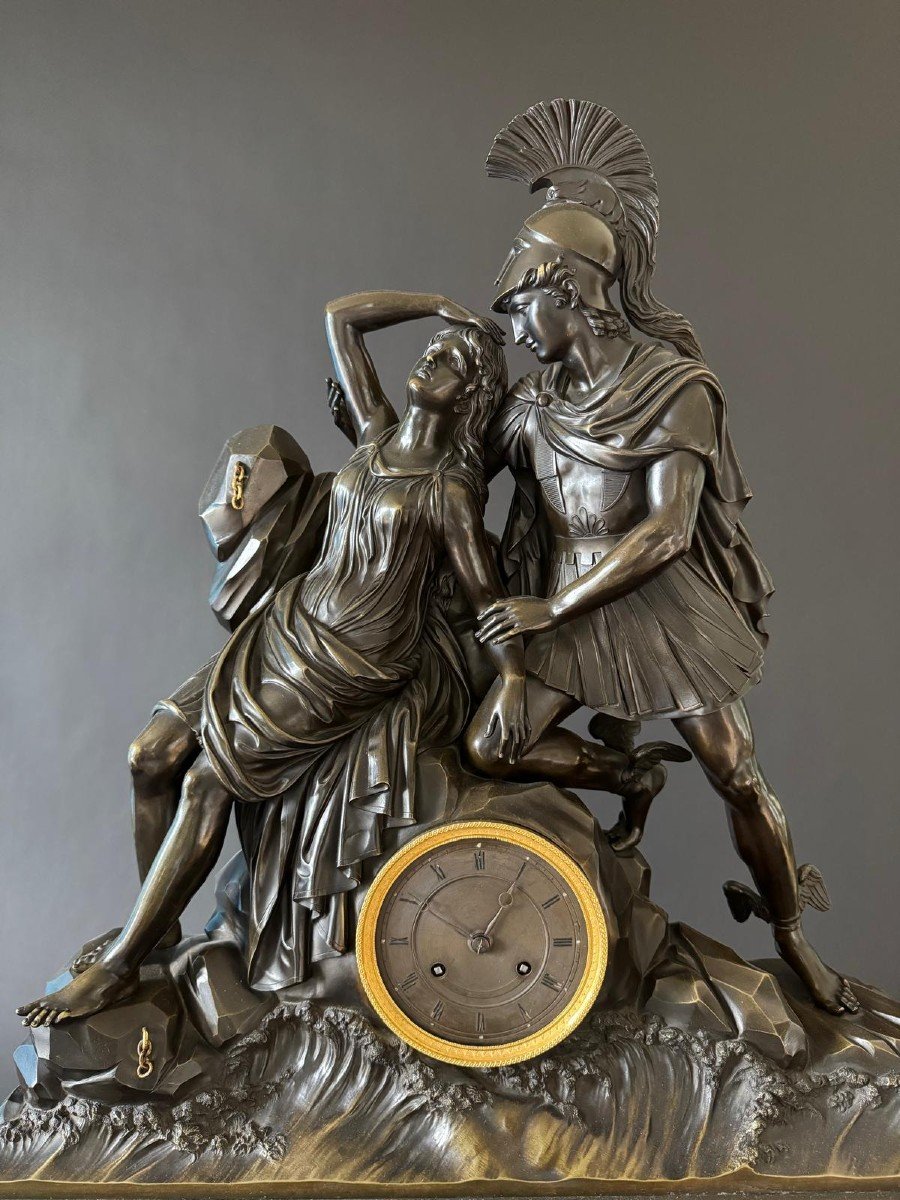 Thomire, Breakthrough Delivering Andromeda, Monumental Empire Period Pendulum. 85 Cm-photo-2