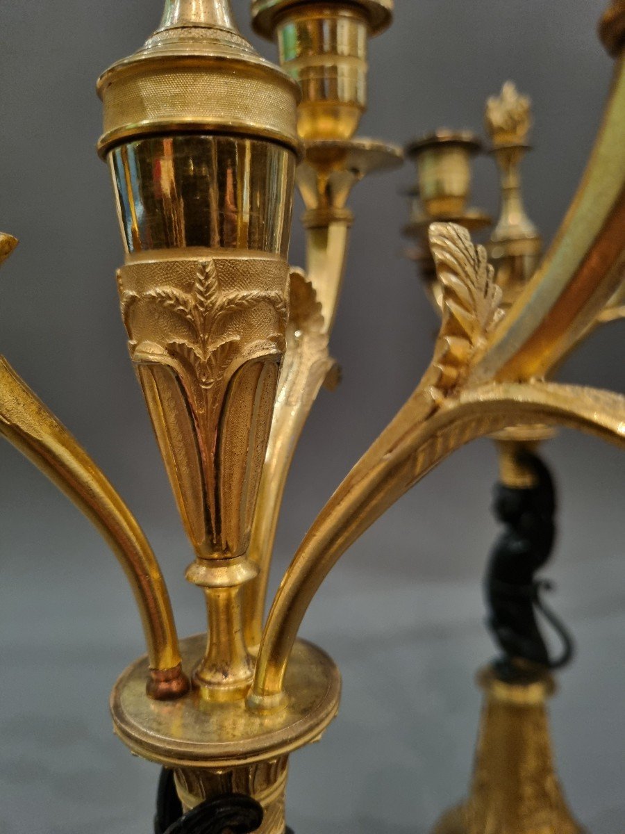 Pair Of Candelabra With Winged Sphinxes From The Empire-consulate Period. -photo-4