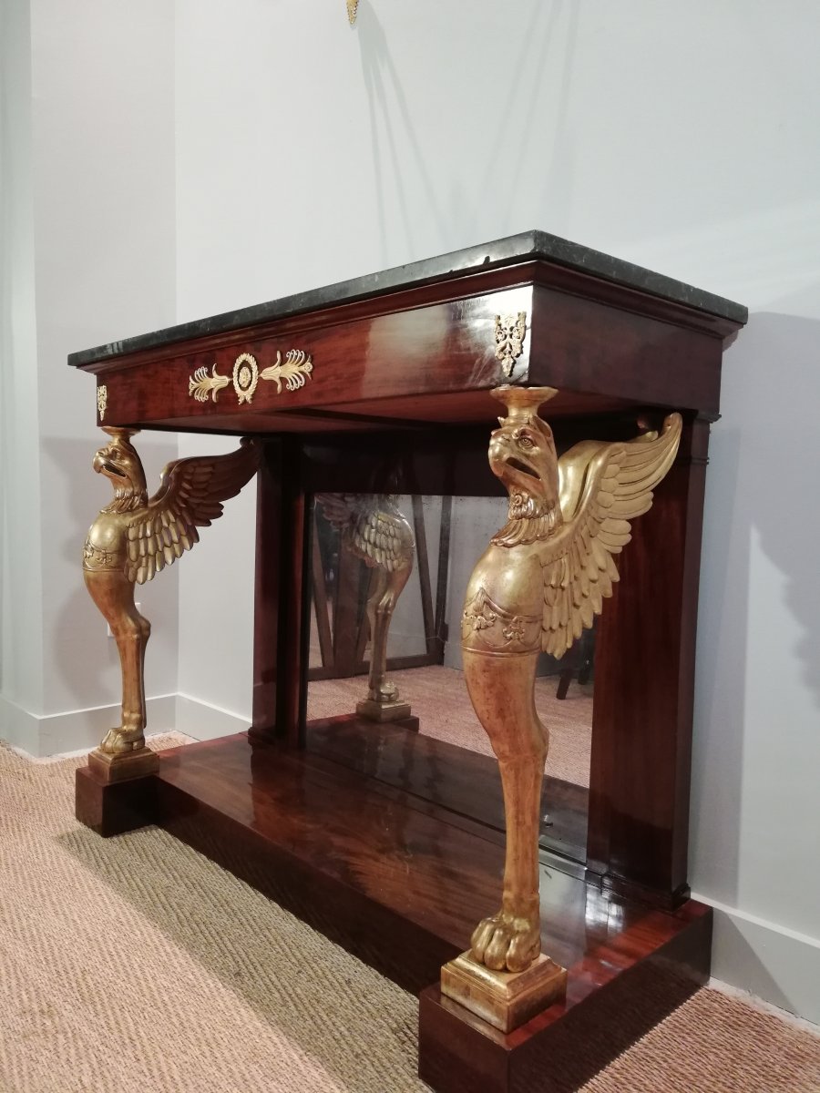 A.Weisweiler Et L.F.Feuchère: Rare Console d'époque Consulat-empire 1800.-photo-3