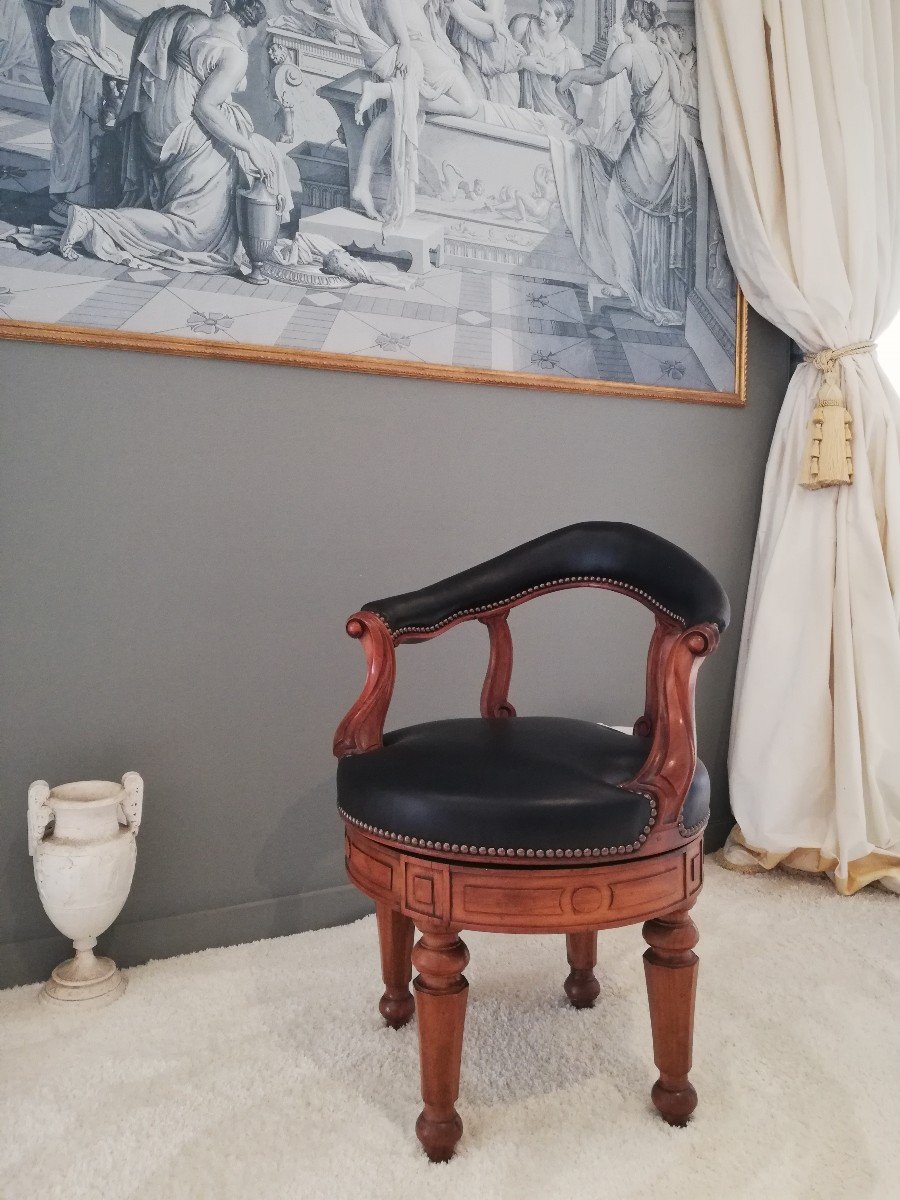  Jacob Georges Alphonse : Fauteuil De Bureau à Assise Tournante, Vers 1830.-photo-3