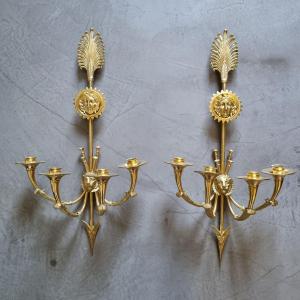 C. Galle, Large Pair Of Sconces At La Flèche De Diane. Nineteenth Century.