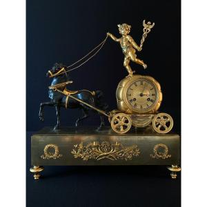 Claude Galle: Rare Mercury Chariot Clock, Empire Period.