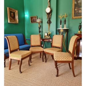 Jacob Desmalter And Georges Jacob, Quartet Of Stamped Chairs From The Empire Period.