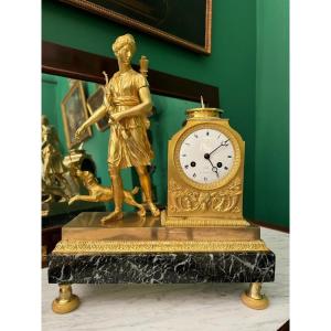 Superb Diane Chasseresse Clock Signed Claude Galle, Empire Period. 