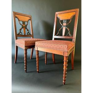 Jacob Frères, Exceptional Pair Of Stamped Chairs From The Consulate-empire Period. 