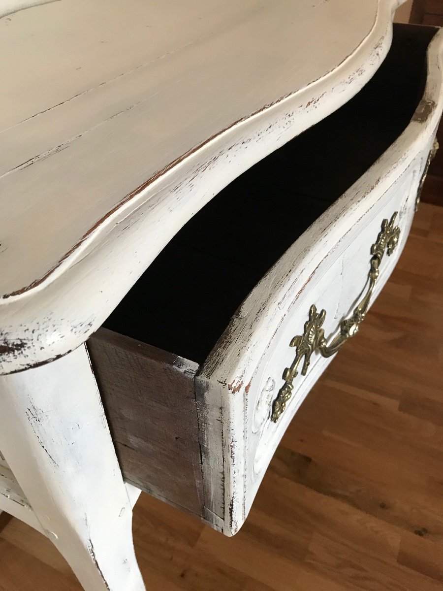 18th Century Louis XV Commode Dite Old Perruquière In White Patinated Oak-photo-1